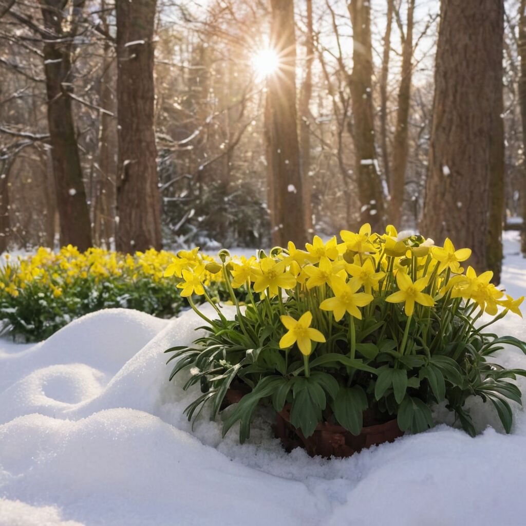 Winterlinge pflanzen: Gelbe Farbtupfer im winterlichen Garten