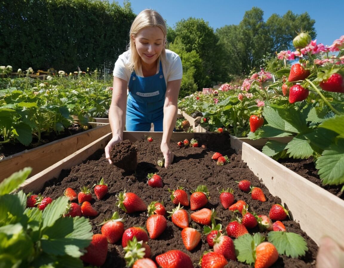 Mulchen zur Nährstoffspeicherung nutzen   - Erdbeeren richtig düngen: Tipps für eine reiche Ernte